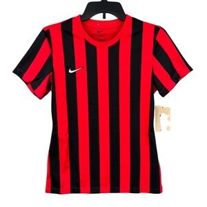 Nike Dri-FIT Soccer Jersey Womens S Red Black Striped Athletic Top NWT